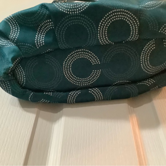 COACH Madison Teal Sateen Op Art Bag - Picture 3 of 5